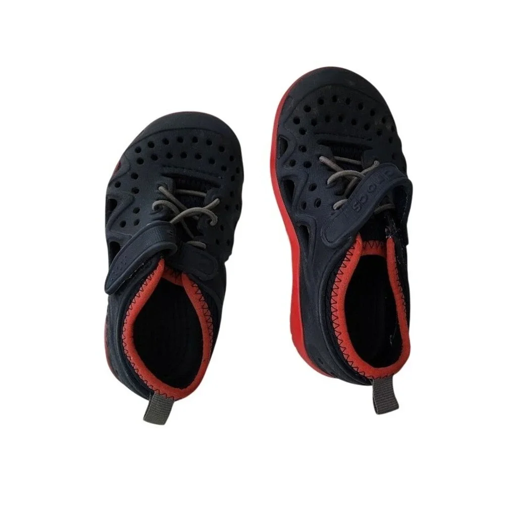 Crocs Swiftwater Wave Kids Sandals Black Red Water Shoes Size C14 9 Toddler